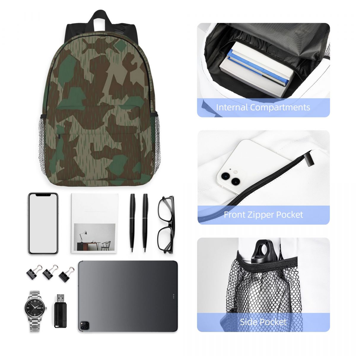 Women Bags Germany - Sac à dos camouflage Splittertarn militaire
