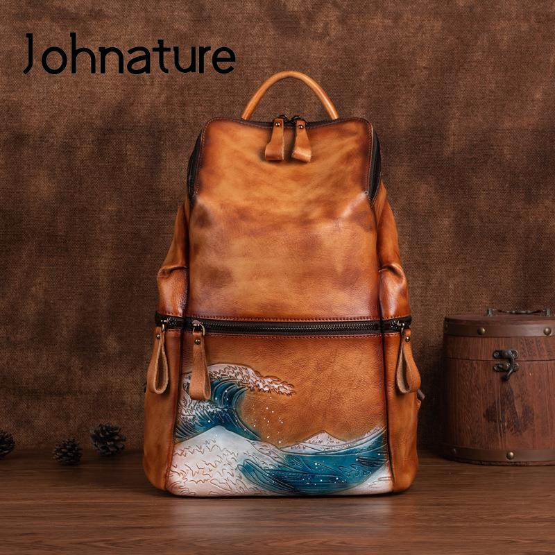 Women Bags Handmade - Sac à dos Johnature en cuir