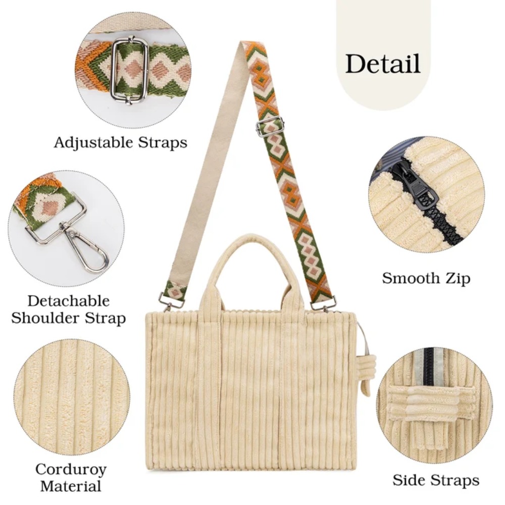Sac fourre-tout en velours côt - Women'S Work Bags Tote avis et prix