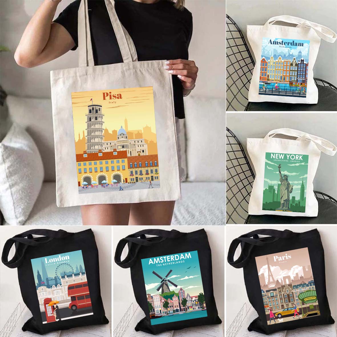 Sac fourre-tout en toile pour  - Women Bags Dubai avis et prix